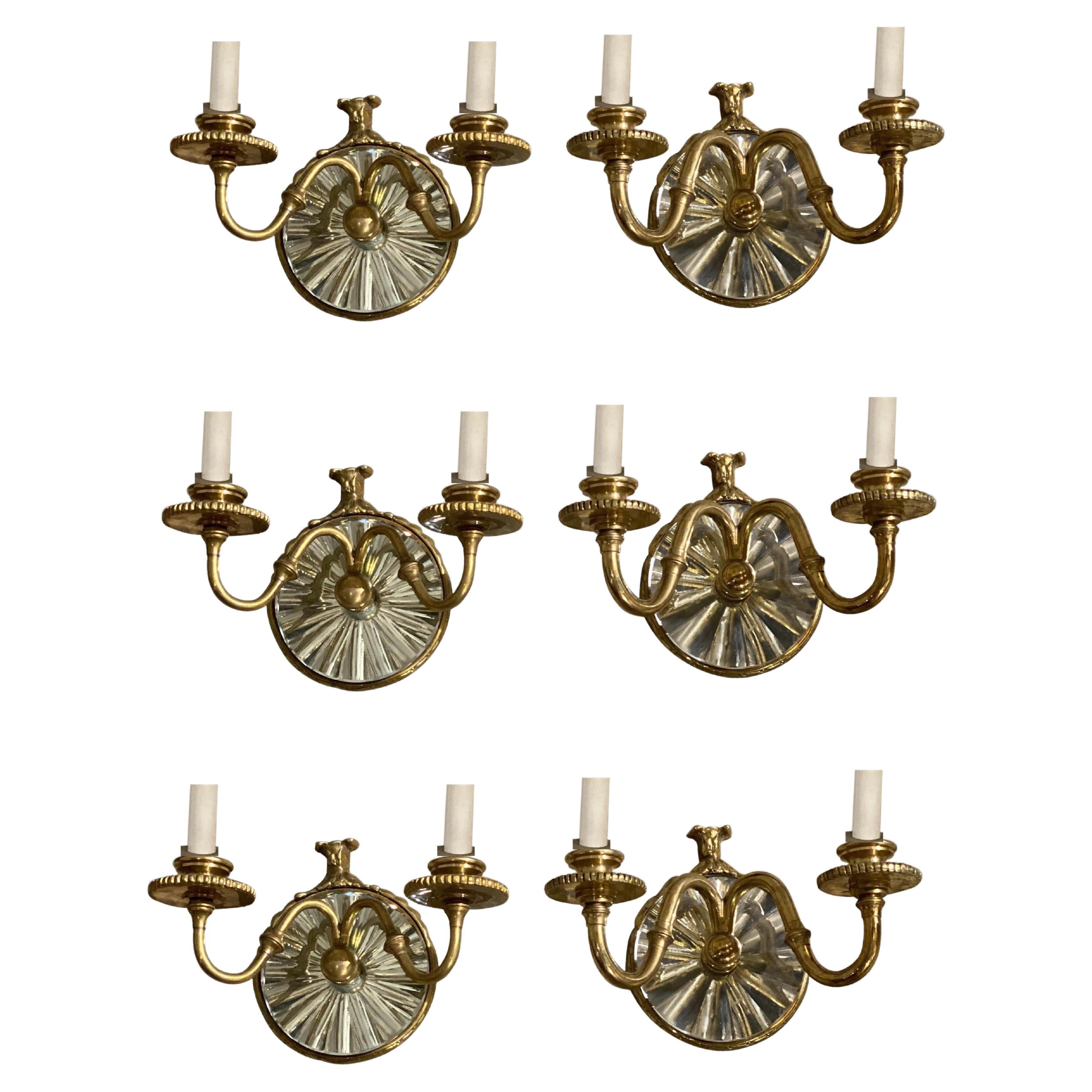 1920's Caldwell Small Mirror Sconces with 2 lights For Sale