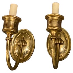 Antique 1920's Caldwell Small One Light Gilt Bronze Sconces