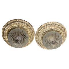 1920's Caldwell Flush Mount with Silver Plated Base