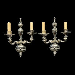 1920's Caldwell Silver Plated Double Light Sconces