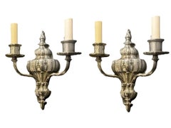 a pair of circa 1920's Caldwell silver plated sconces