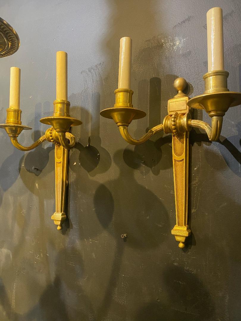 American 1920's Gilt Bronze Caldwell Sconces For Sale