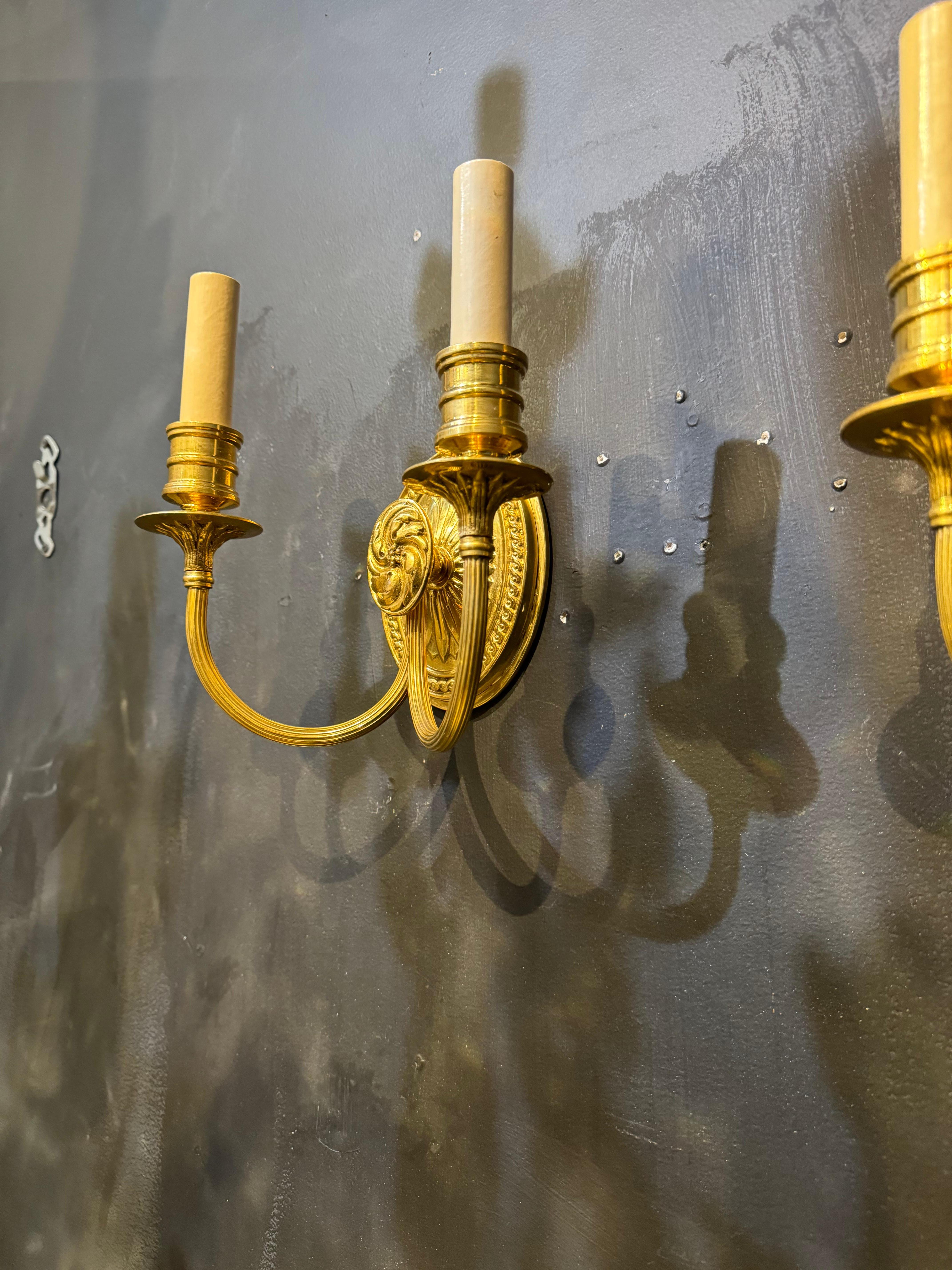 Pair of 1920’s Caldwell Gilt Bronze Sconces For Sale 1