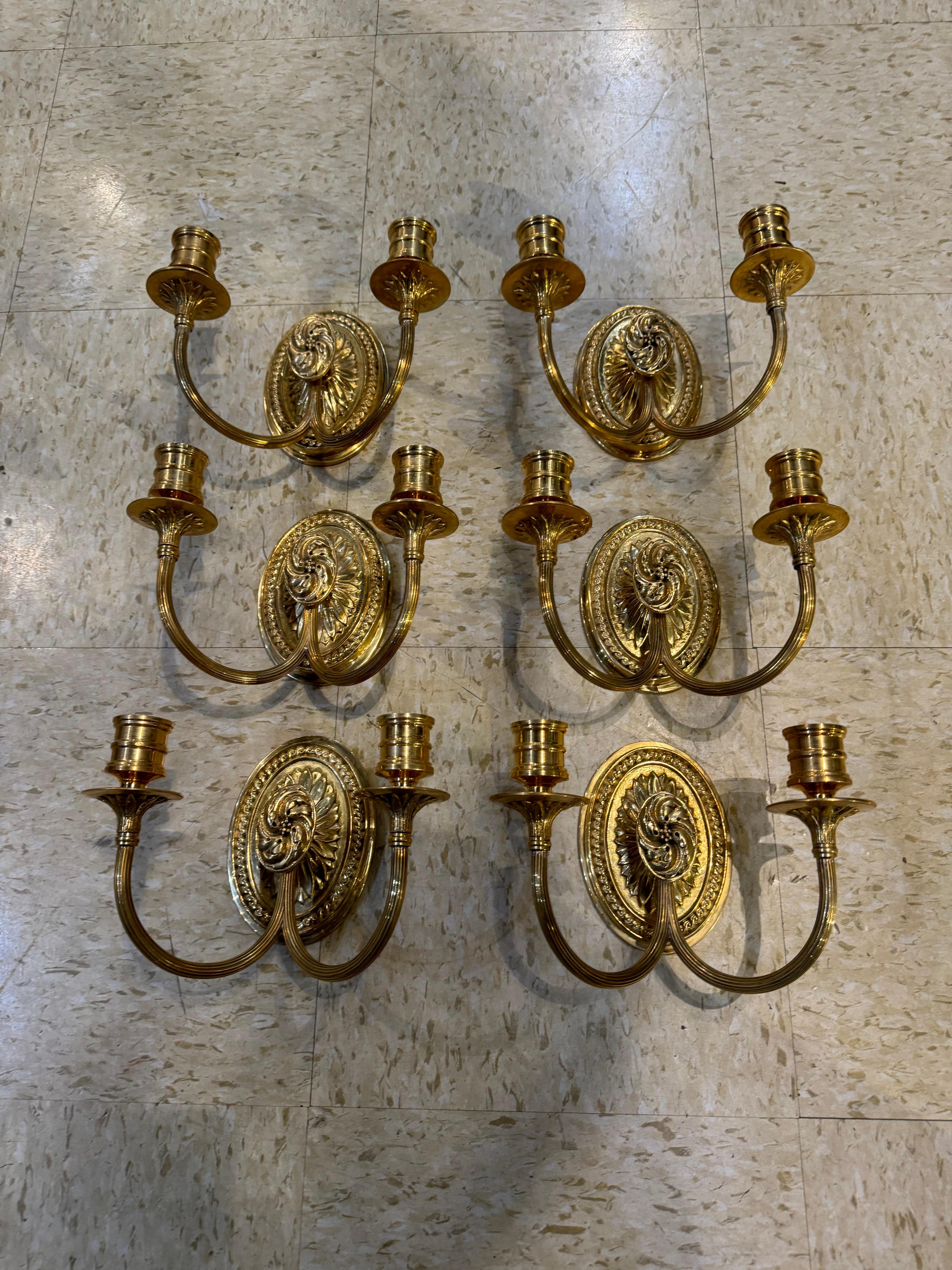 Pair of 1920’s Caldwell Gilt Bronze Sconces For Sale 2