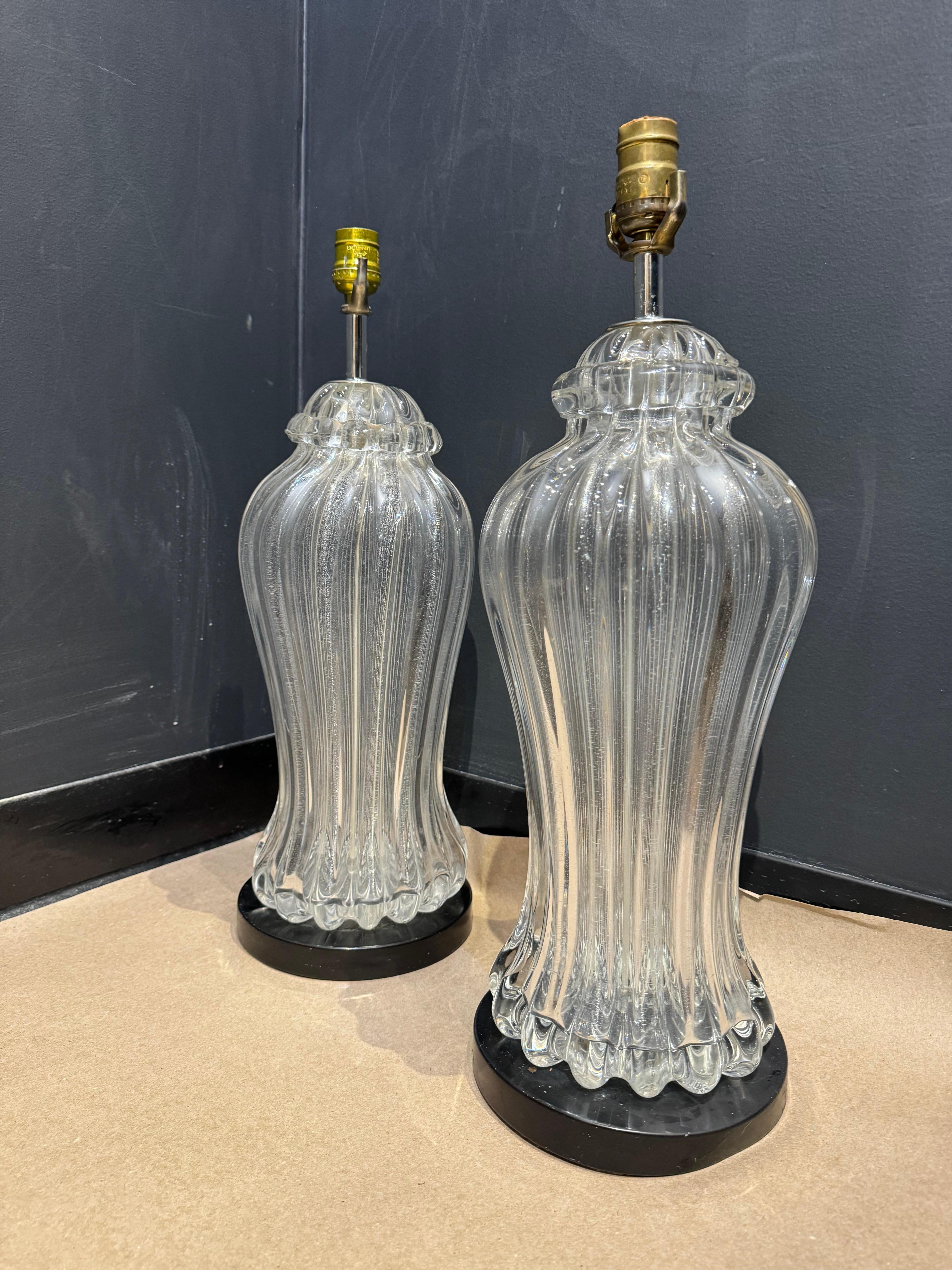 Mid-Century Modern Paire de lampes de table en verre de Murano, vers 1930 en vente