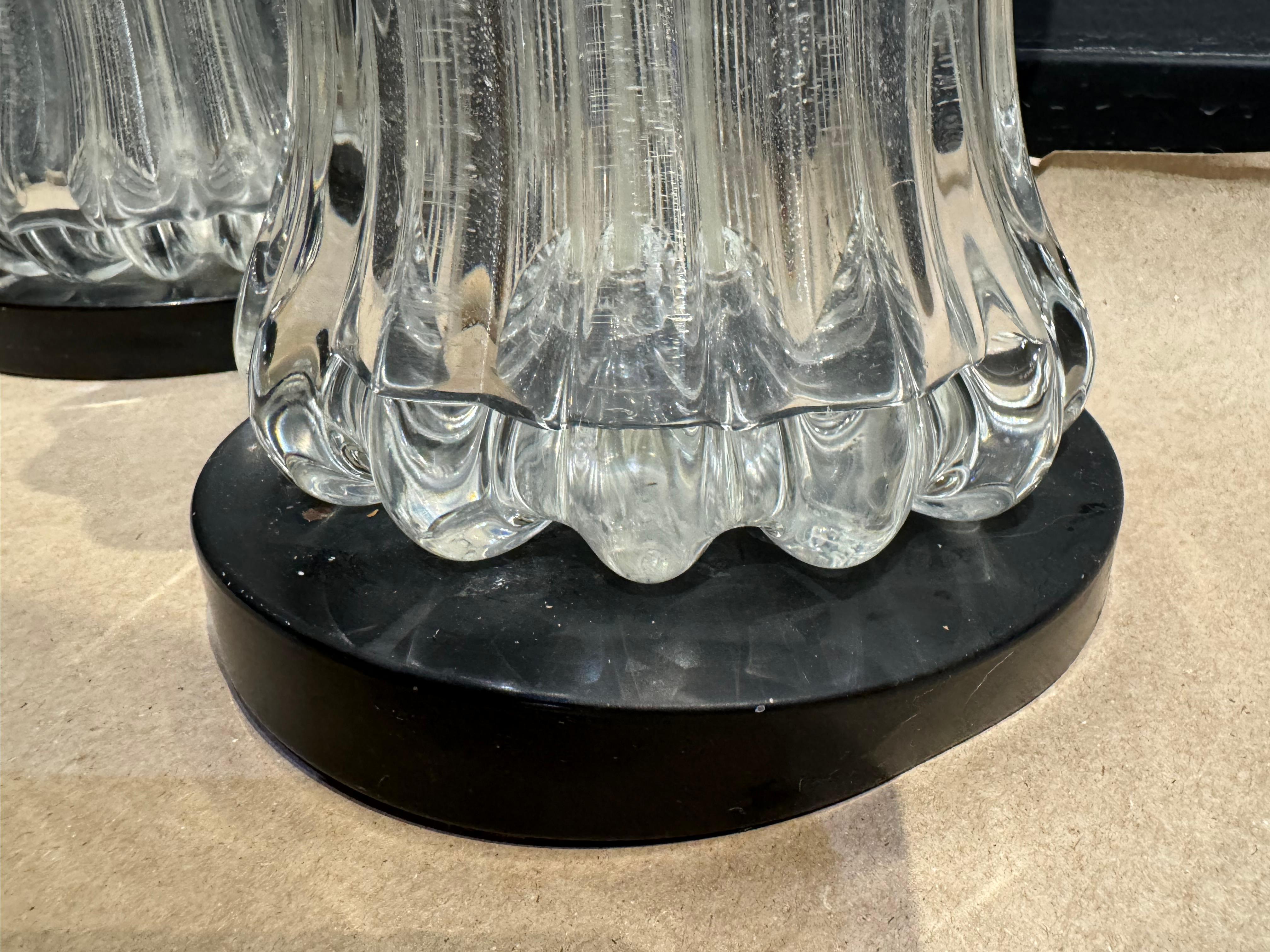 Milieu du XXe siècle Paire de lampes de table en verre de Murano, vers 1930 en vente