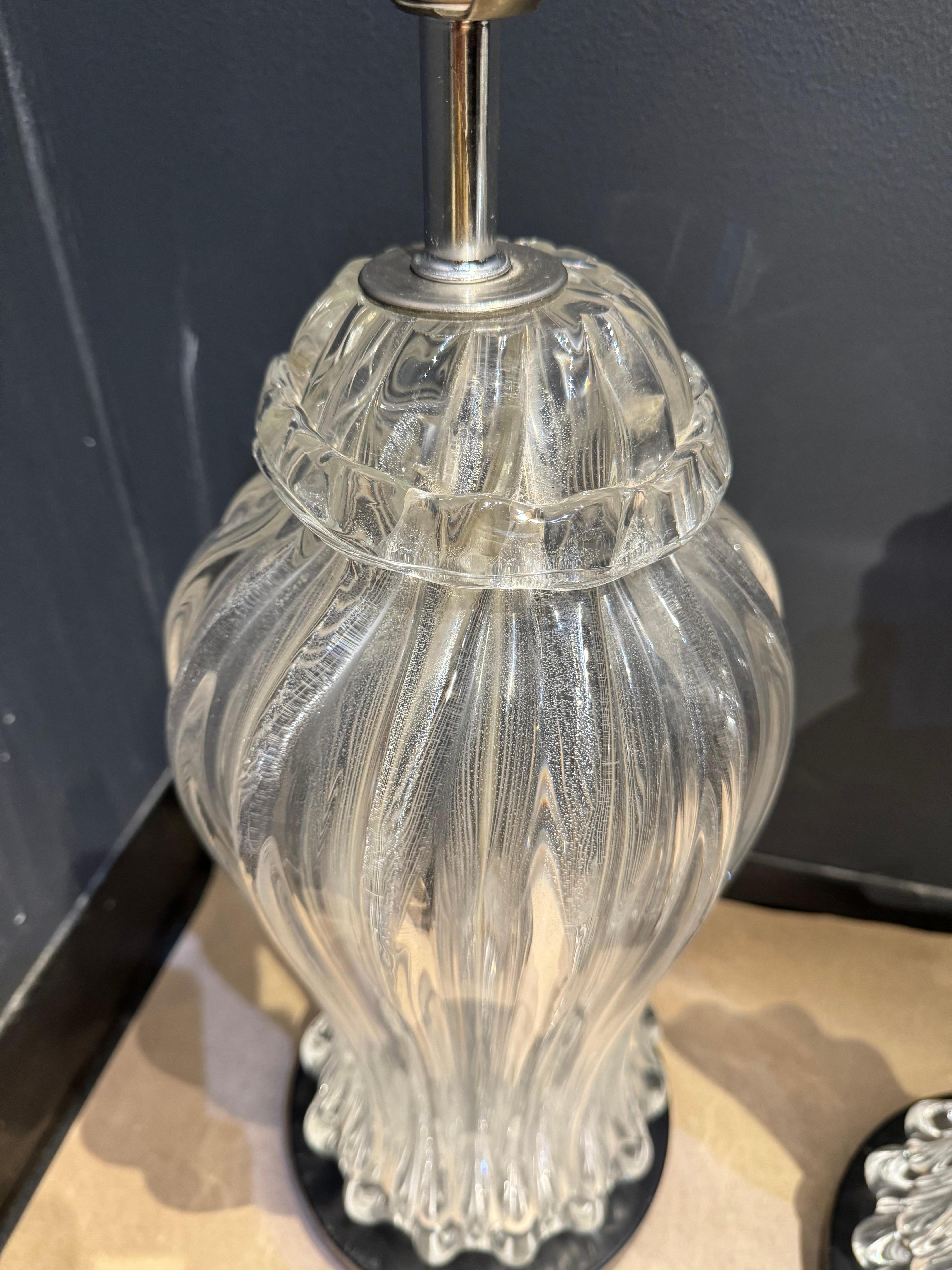 Blown Glass Pair of circa 1930’s Murano Glass Table Lamps For Sale