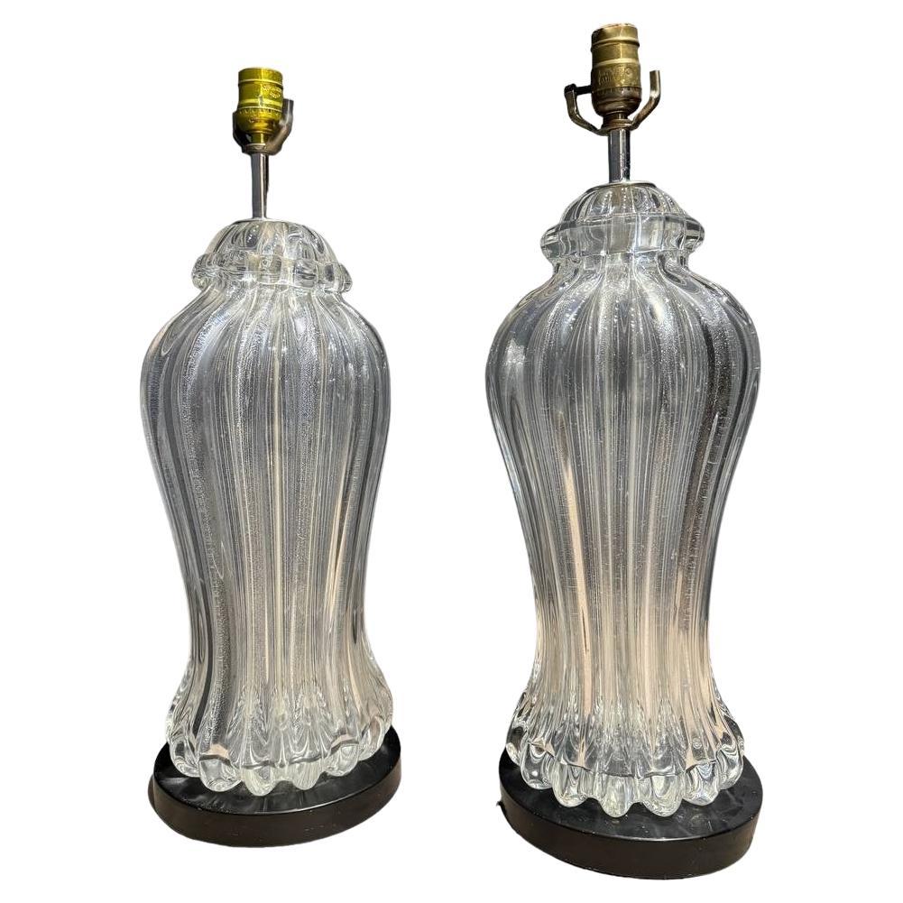 Paire de lampes de table en verre de Murano, vers 1930 en vente