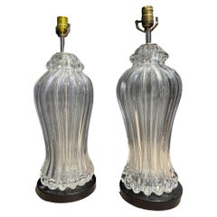 A pair of circa 1920’s Murano glass table lamps