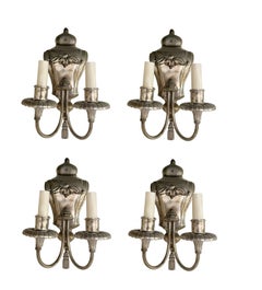 1930 English Silver Plated Sconces 2 Lights