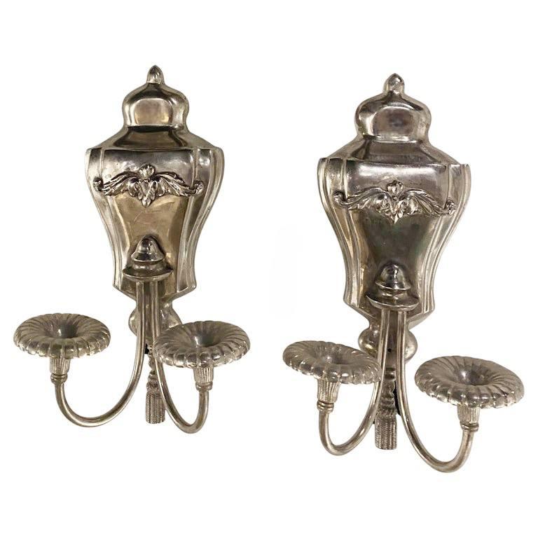 Argentato 1930 Inglese placcato in argento 2 luci in vendita