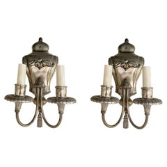 A pair of circa 1930's English silver plated sconces