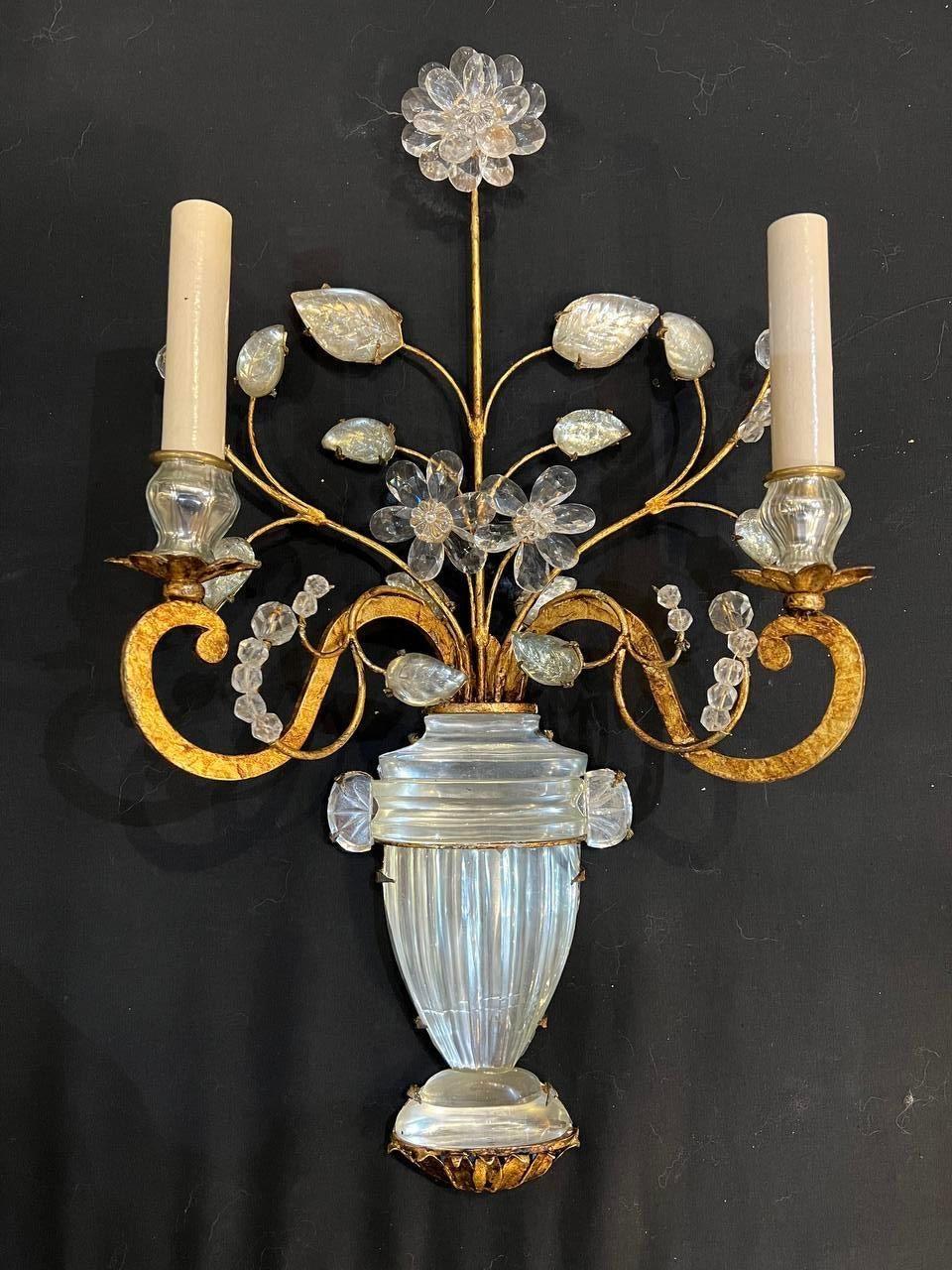A pair of circa 1930's French Bagues sconces.