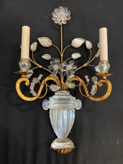 1930's French Bagues Vase with Flowers Sconces
