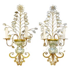 Pair of Vintage Banci Large Sconces with Crystal Body