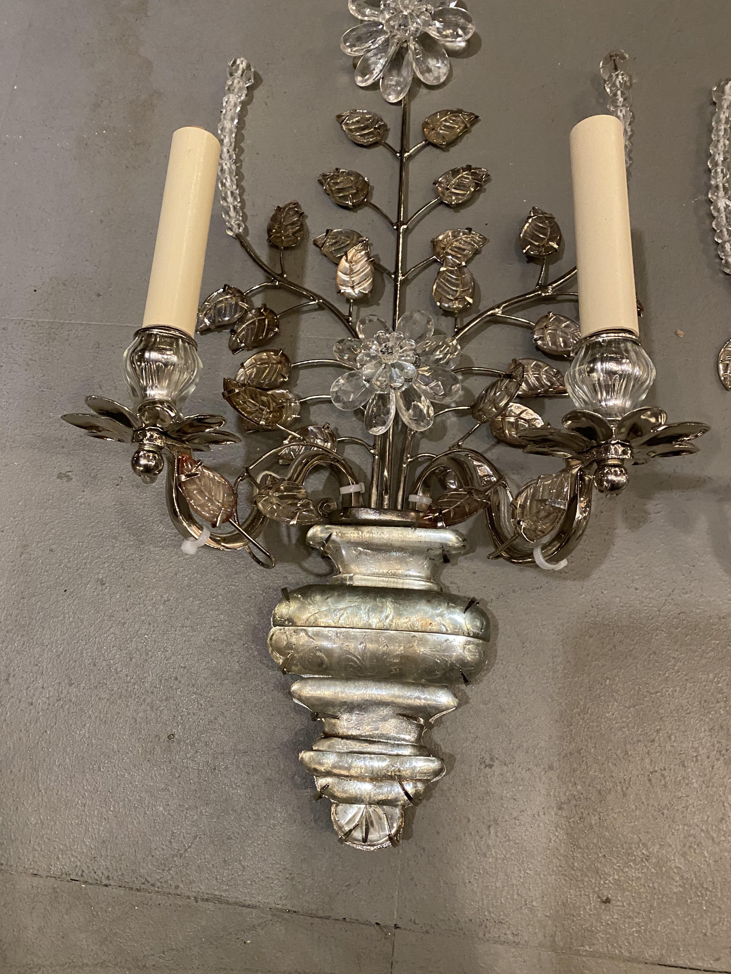 1930's French Bagues Silver Plated Sconces In Good Condition For Sale In New York, NY