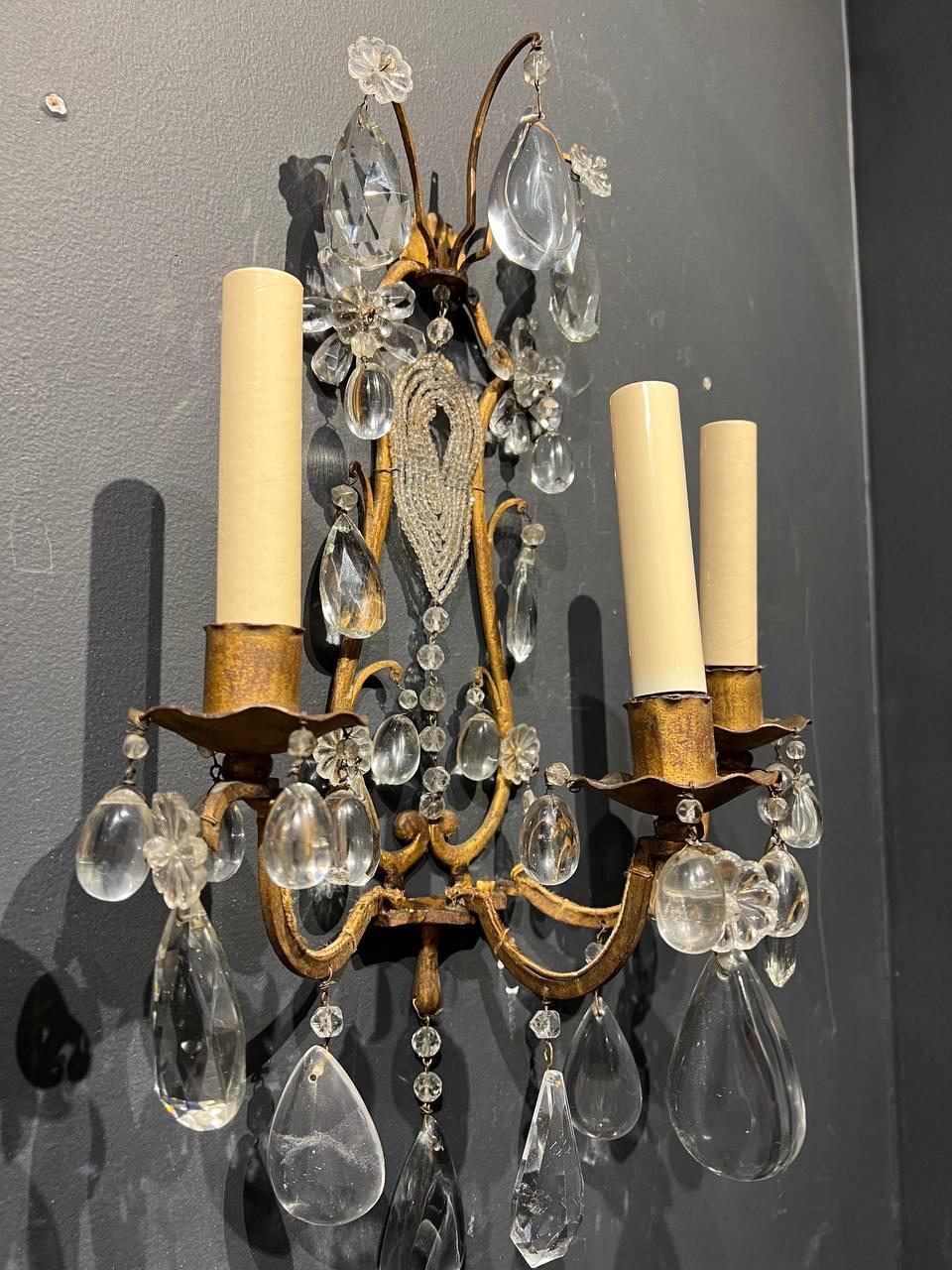 Mid-20th Century 1930's French Bagues Sconces with 3 Lights For Sale