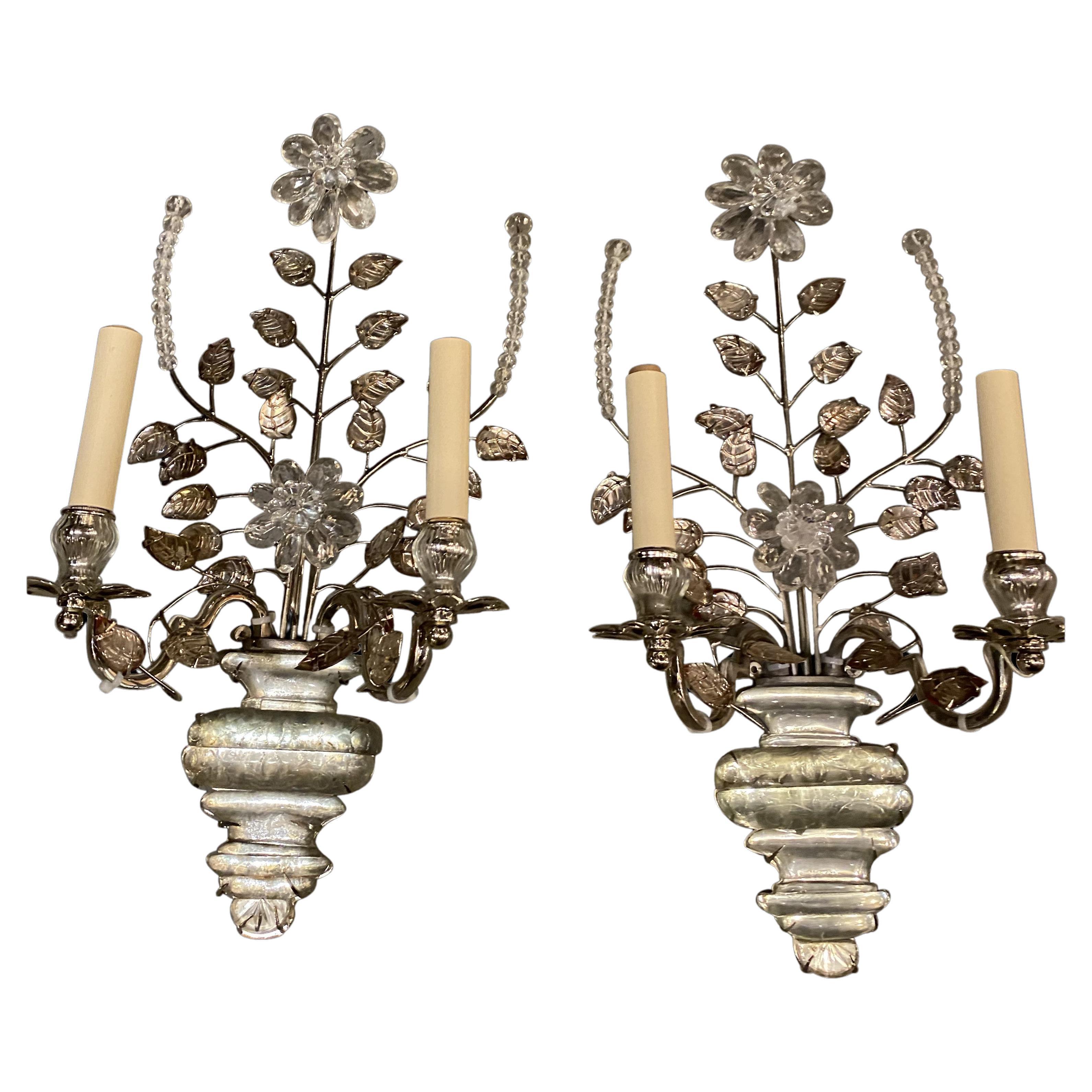 1930's French Bagues Silver Plated Sconces