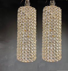 1930's French Crystal Cylindrical Shape Light Fixture