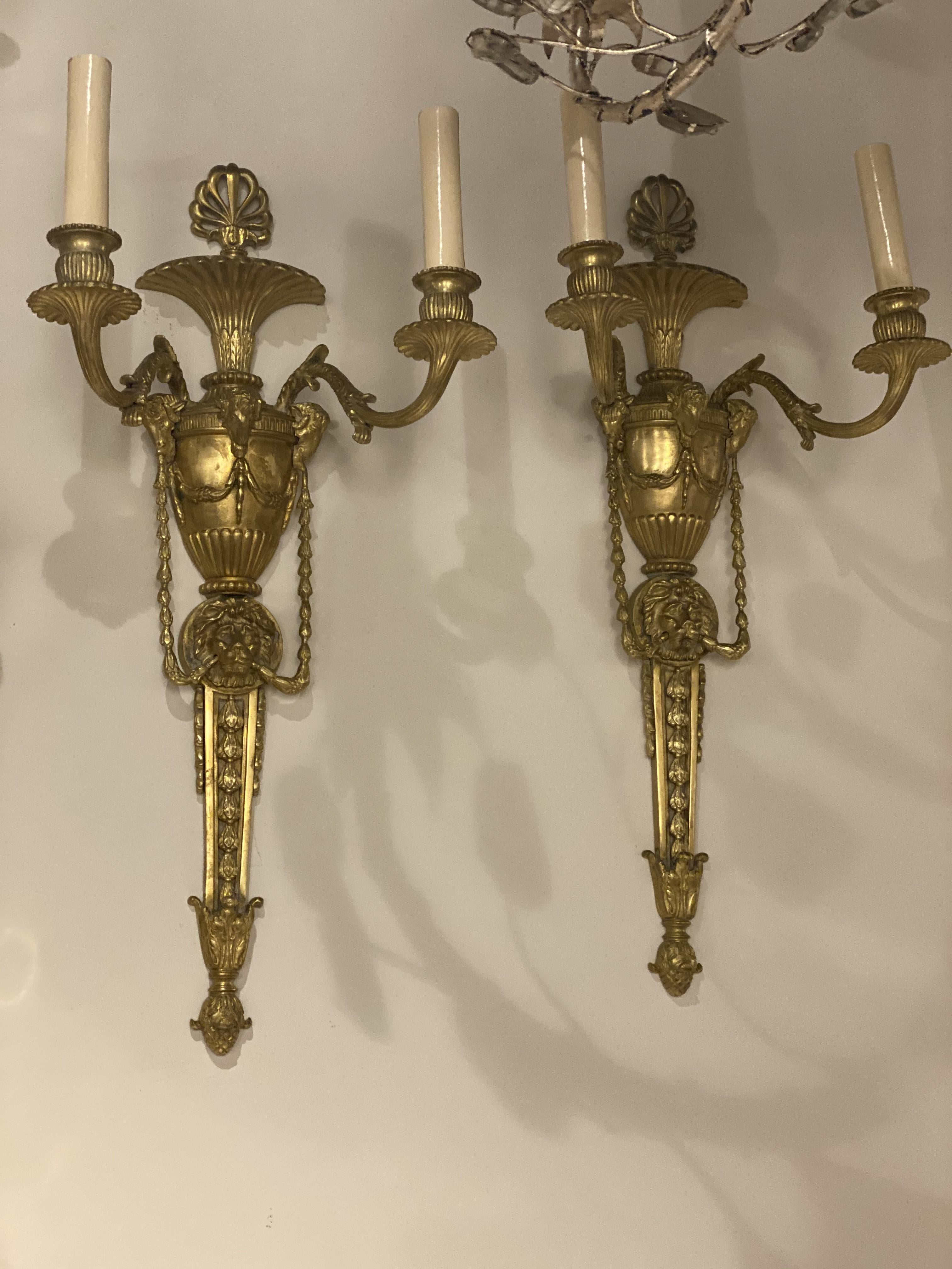 Early 20th Century 1930's French Empire Bronze Sconces For Sale