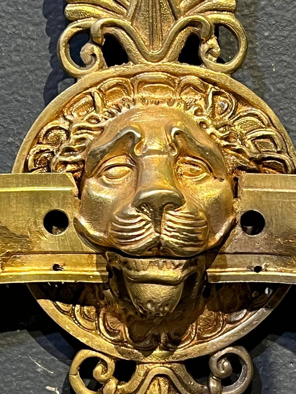 1930's French Empire Sconces with Lion's Head For Sale 2