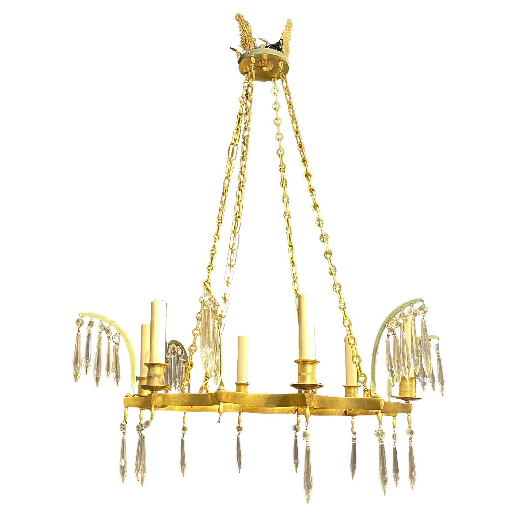 1930's French Empire Style Scalloped Chandelier For Sale
