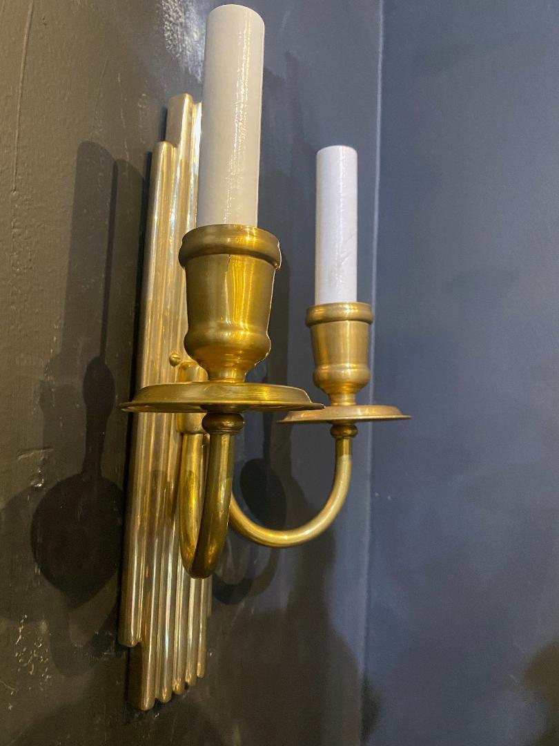 Mid-20th Century Pair of 1930's French Gilt Bronze Sconces For Sale