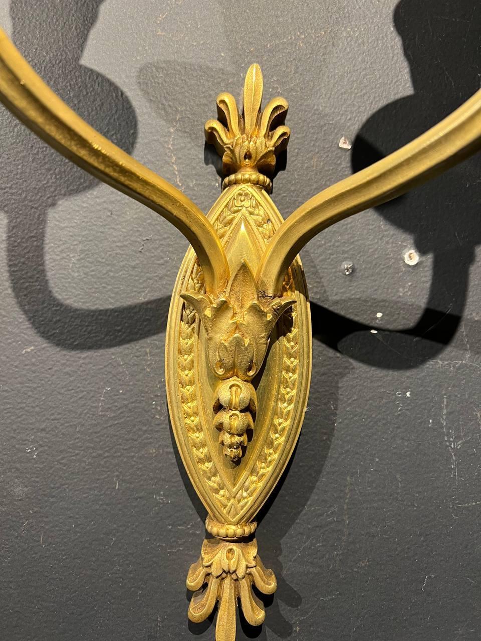1930's French Small Gilt Bronze Sconces For Sale 2