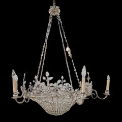 1930's French Silver Plated Crystals Chandelier with 12 Lights