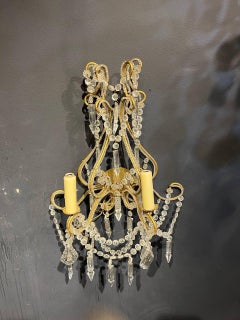 1930's Italian Beaded Crystal Sconces with 2 Lights