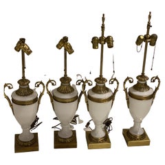 1930's Empire Opaline Glass Table Lamps - Pair