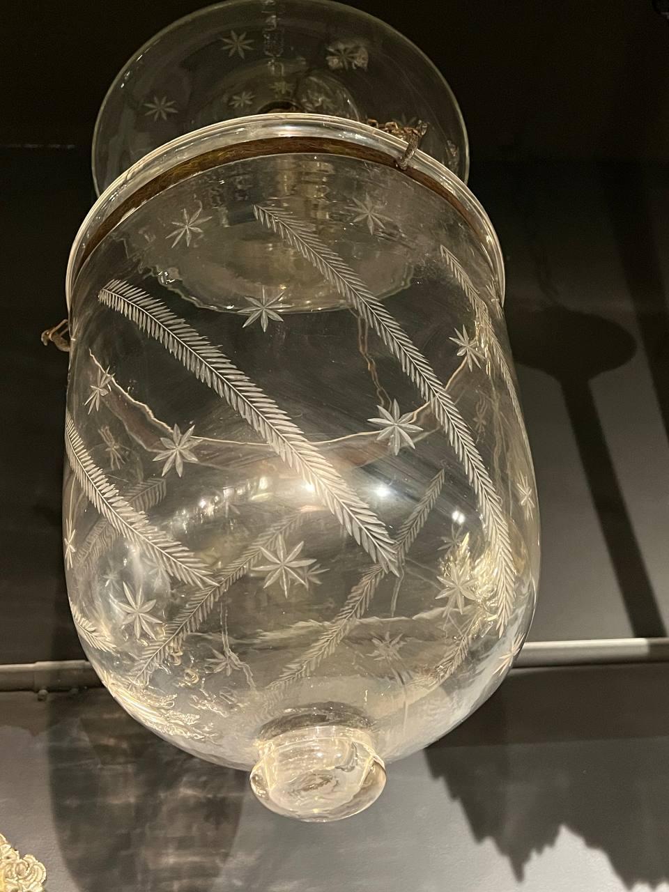 Italienische Laterne aus geätztem Glas, 1940er Jahre (Neoklassisch) im Angebot