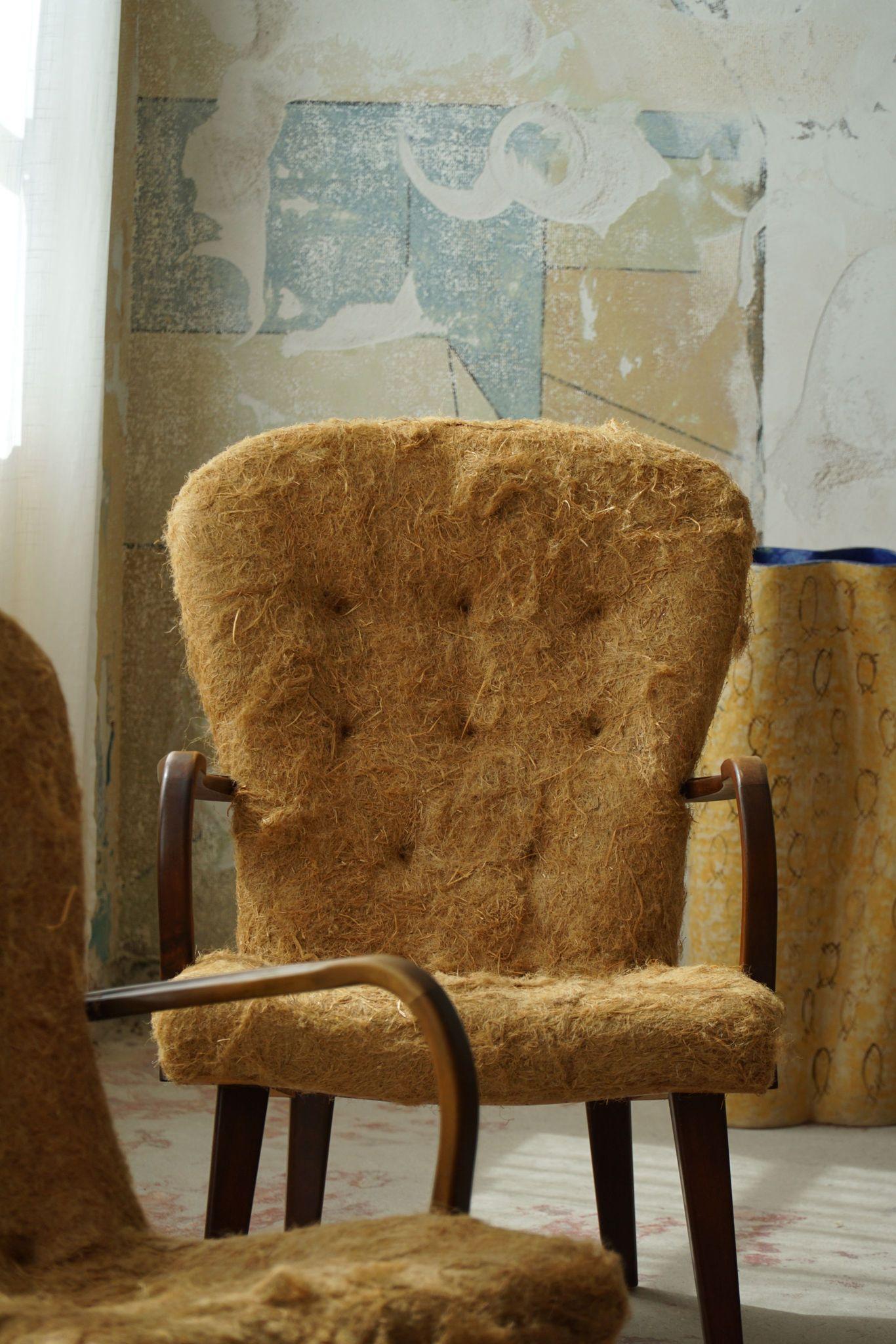 A Pair of Clam Lounge Chairs, Danish Mid Century Modern, Made in the 1950s 2