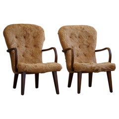 A Pair of Clam Lounge Chairs, Danish Mid Century Modern, Made in the 1950s