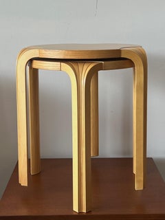 A Pair Of Classic Alvar Aalto Fan Leg Stools ca' 1970's