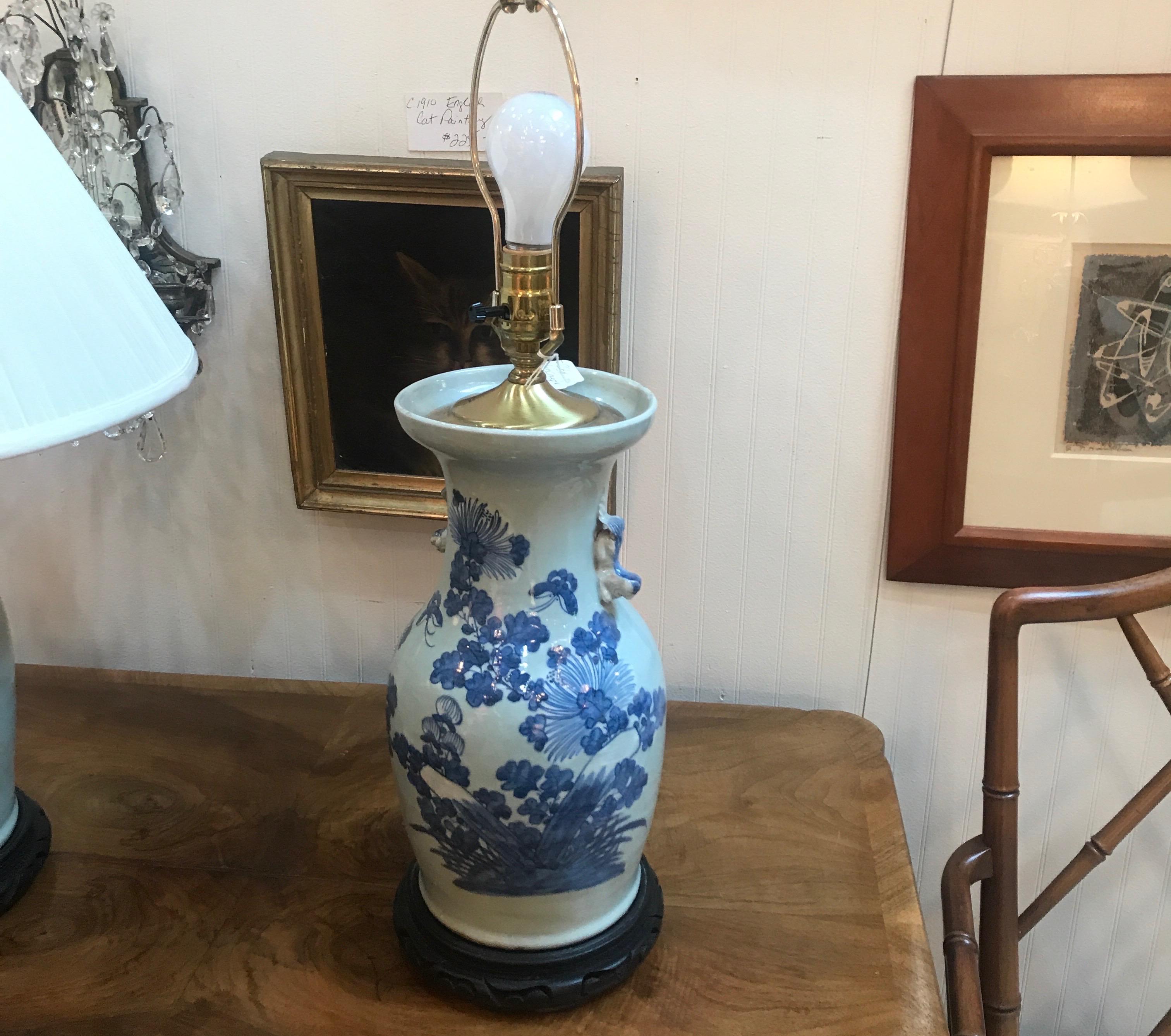Pair of Classic Blue and White Chinese Porcelain Lamps 2