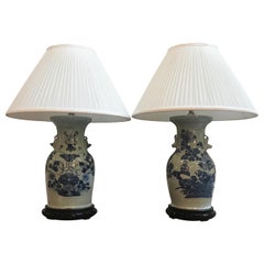 Pair of Classic Blue and White Chinese Porcelain Lamps