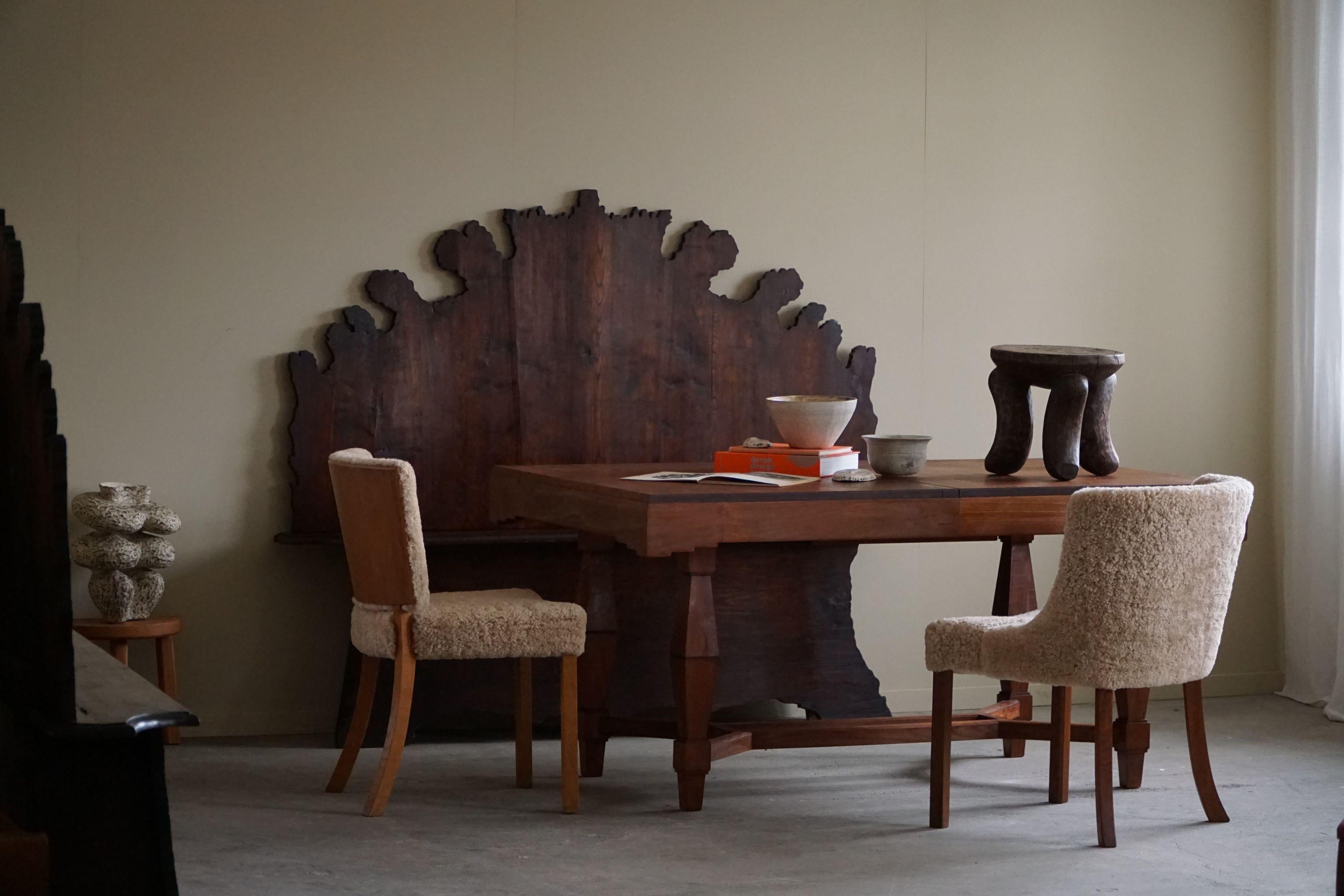 A Pair of Classic Chairs in Oak and Lambswool, Danish Modern, Kaj Gottlob, 1950s For Sale 3