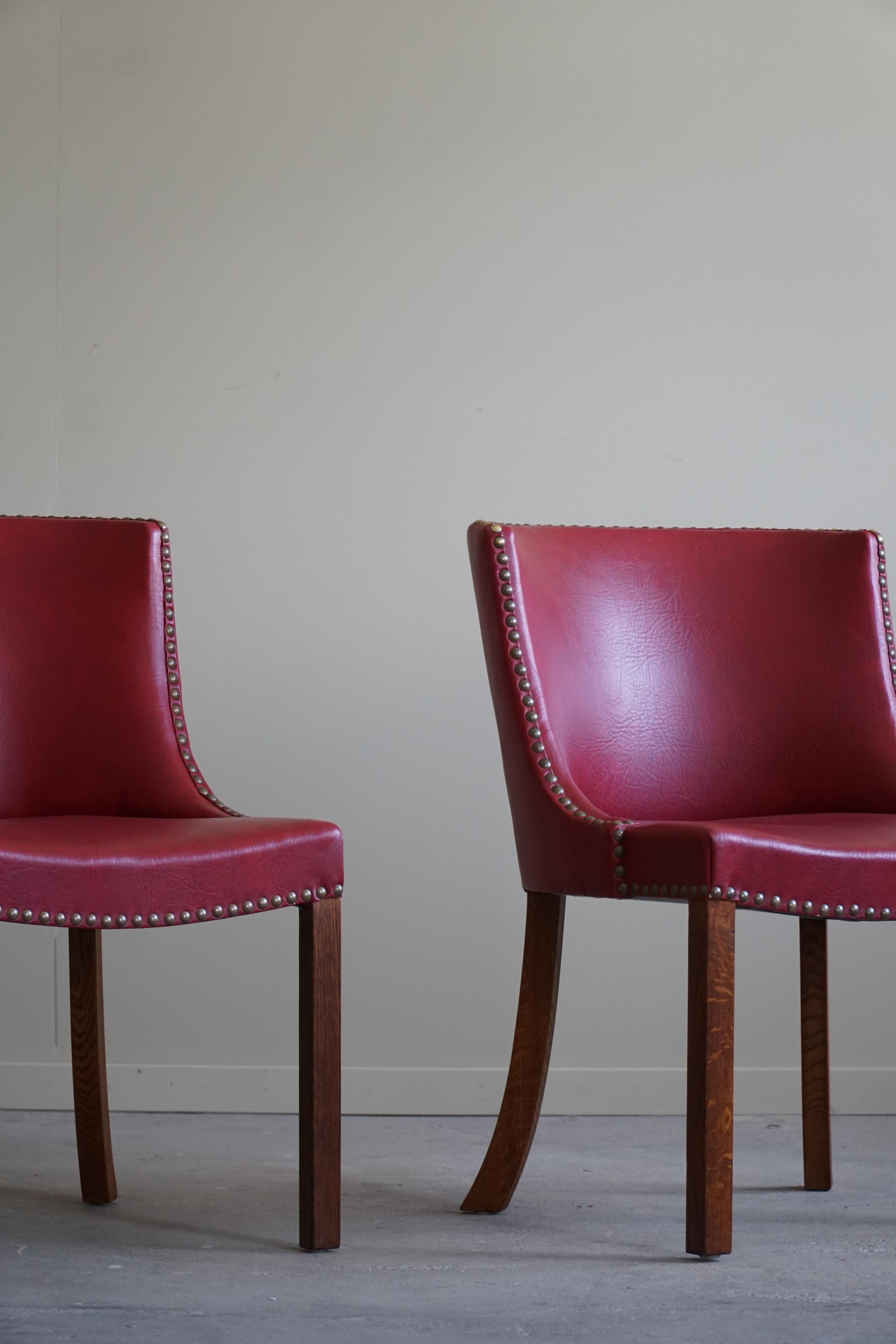 A Pair of Classic Chairs in Oak and Leather, Danish Modern, Kaj Gottlob, 1950s 6