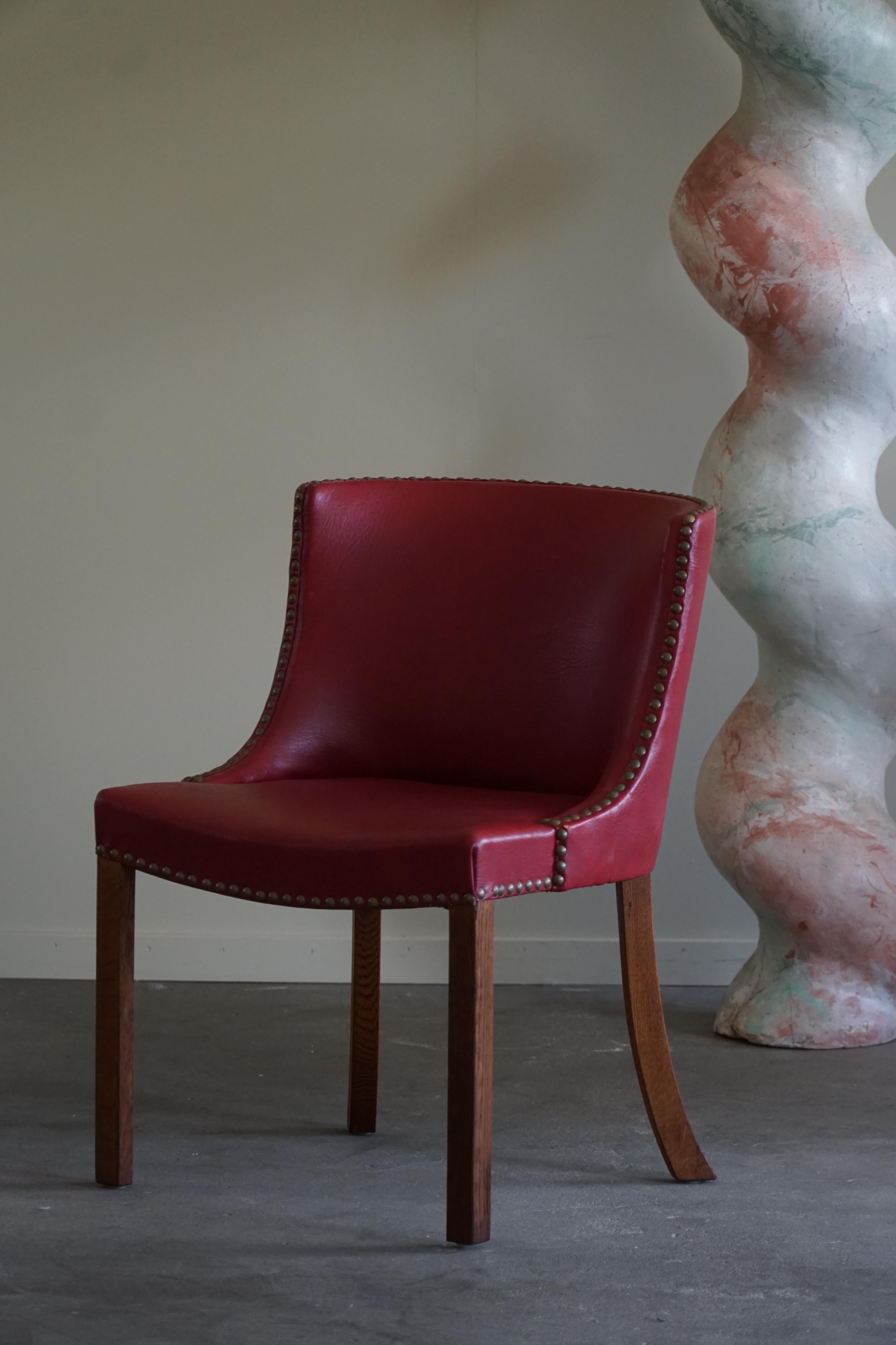 A Pair of Classic Chairs in Oak and Leather, Danish Modern, Kaj Gottlob, 1950s 2