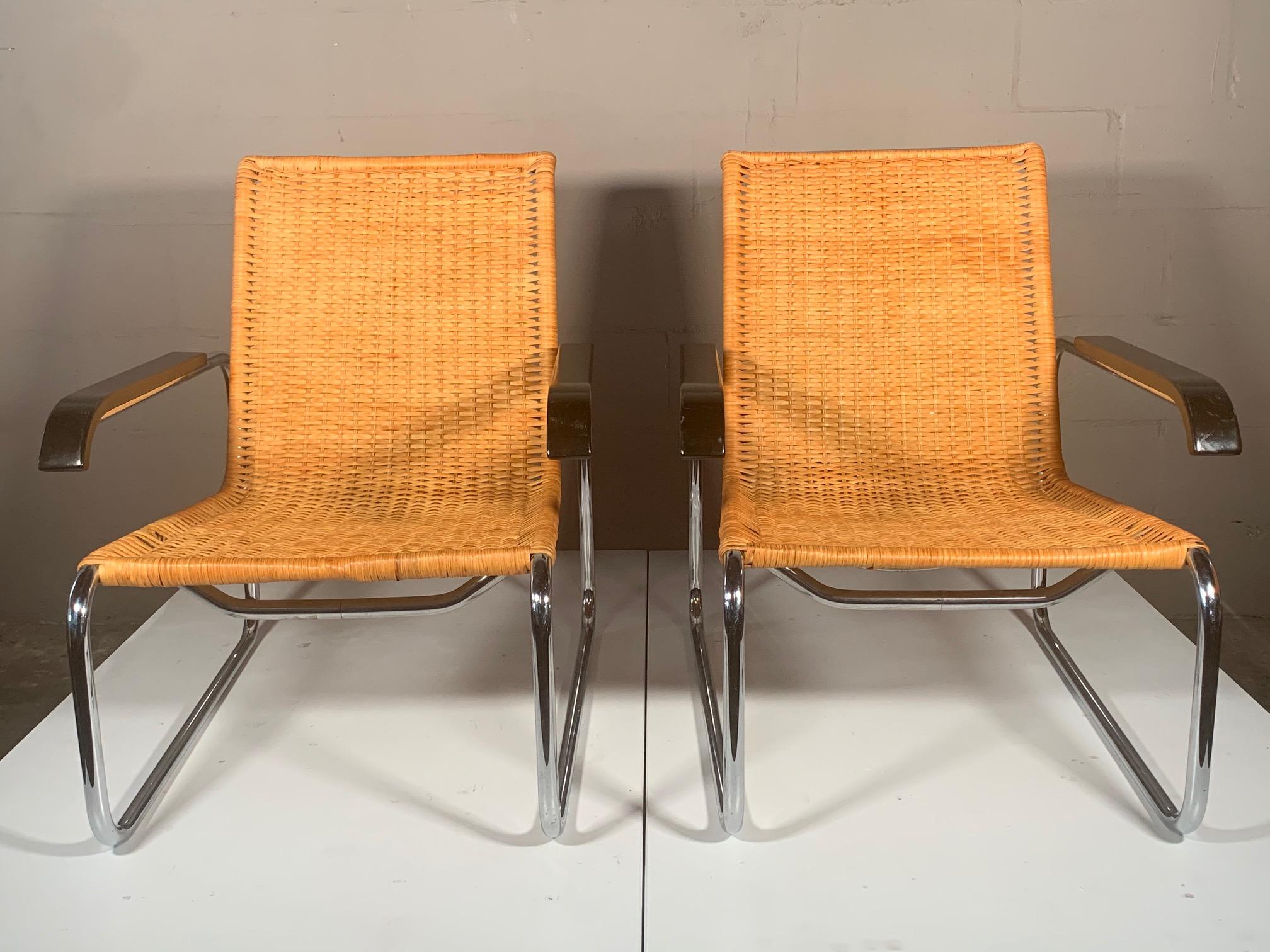 Stainless Steel Pair of Classic Marcel Breuer B35 Chairs ICF