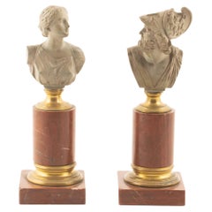 Paire de bustes grecs classiques avec figures, Menelaos et Helena