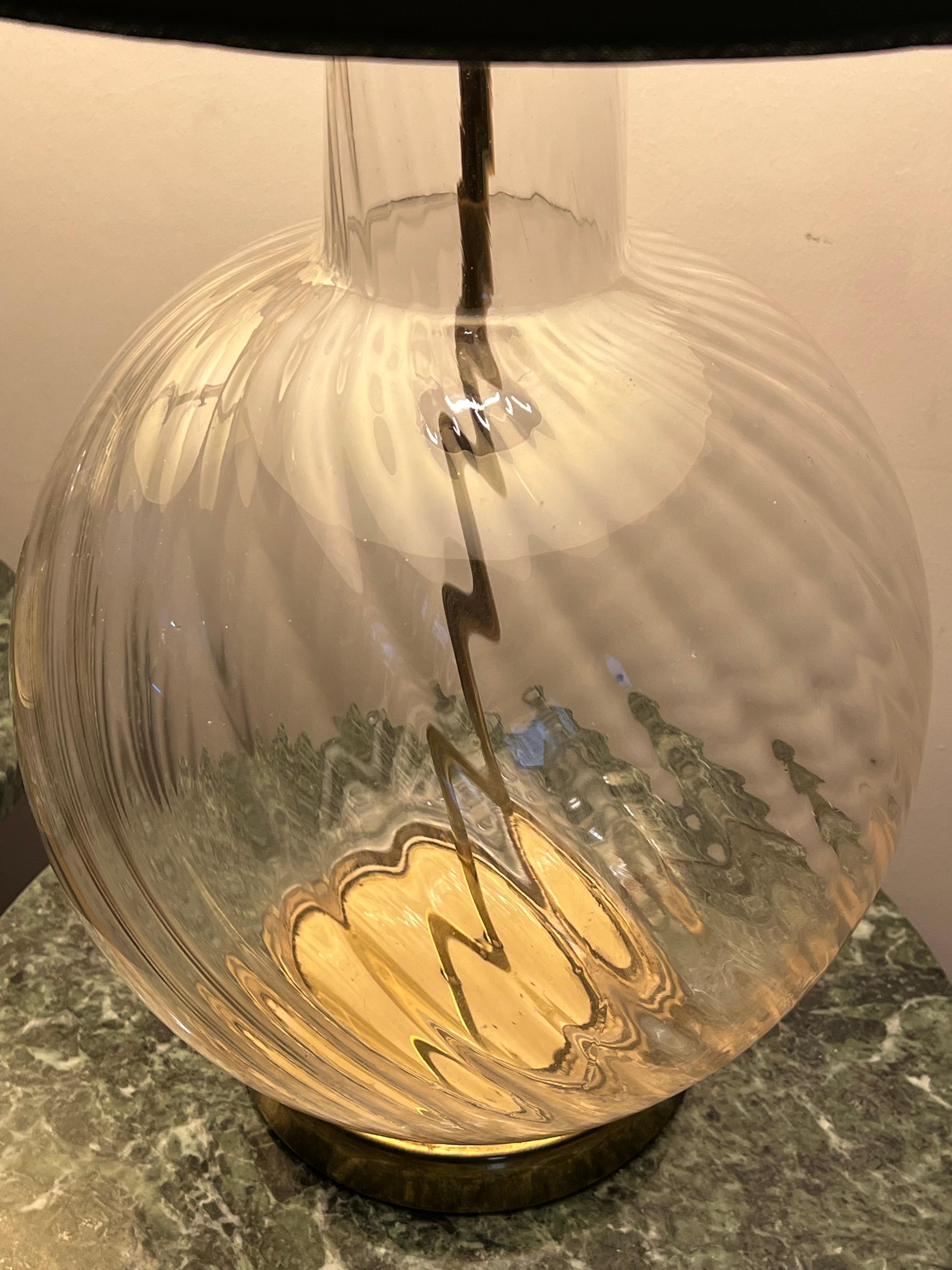 Mid-20th Century A Pair Of Clear Glass Lamps Murano 1960's For Sale