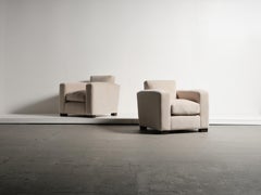 A Pair of Club Chairs, Upholstered in Ivory Pure Alpaca