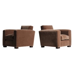 A Pair of Club Chairs, Upholstered in Pure Mohair