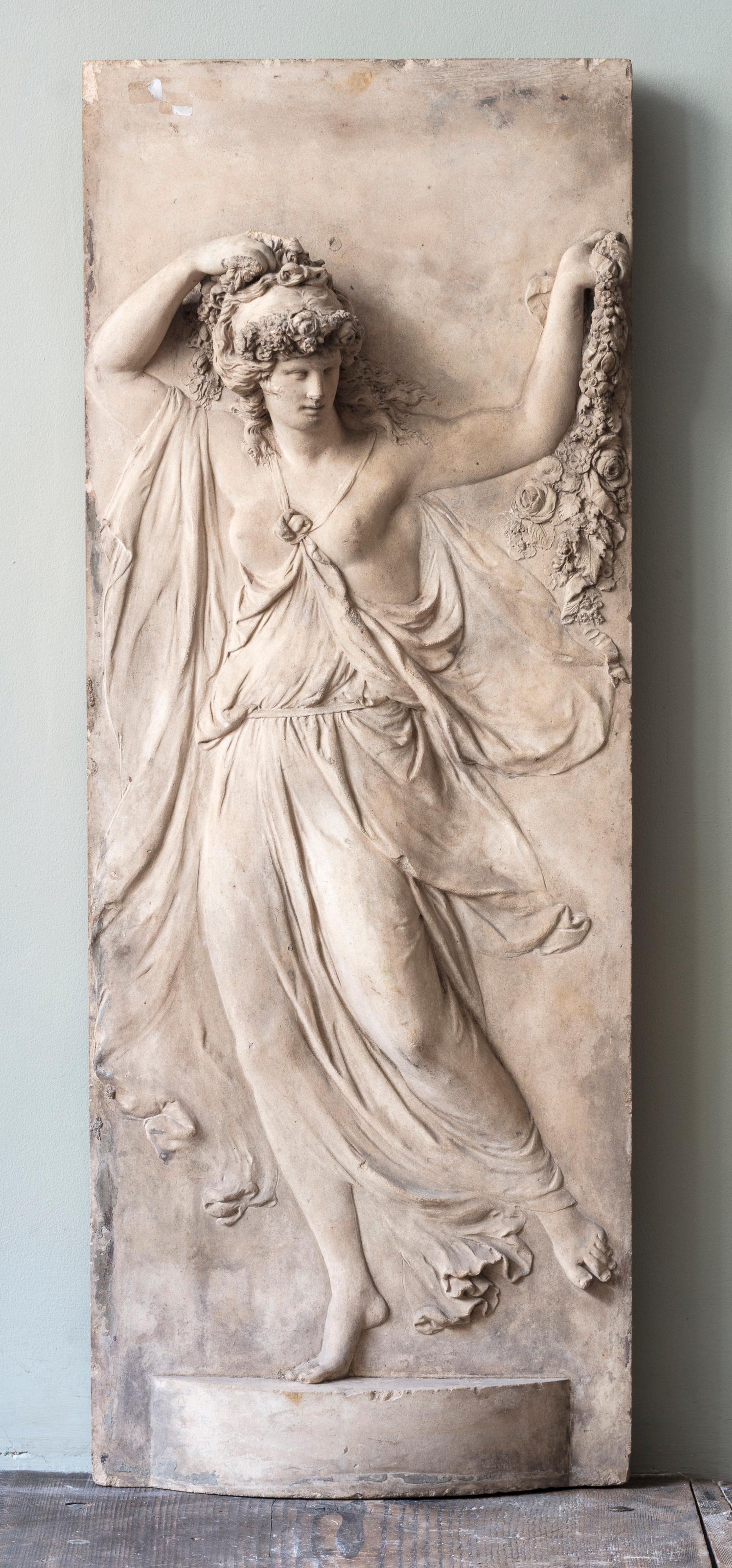 Neoclassical Pair of Coade Stone Figurative Panels