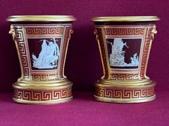 A pair of Coalport Cache Pots decorated by Thomas Baxter c.1802 - 1805