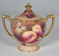 A pair of Coalport vases hand painted with fruit by Richard Budd, English