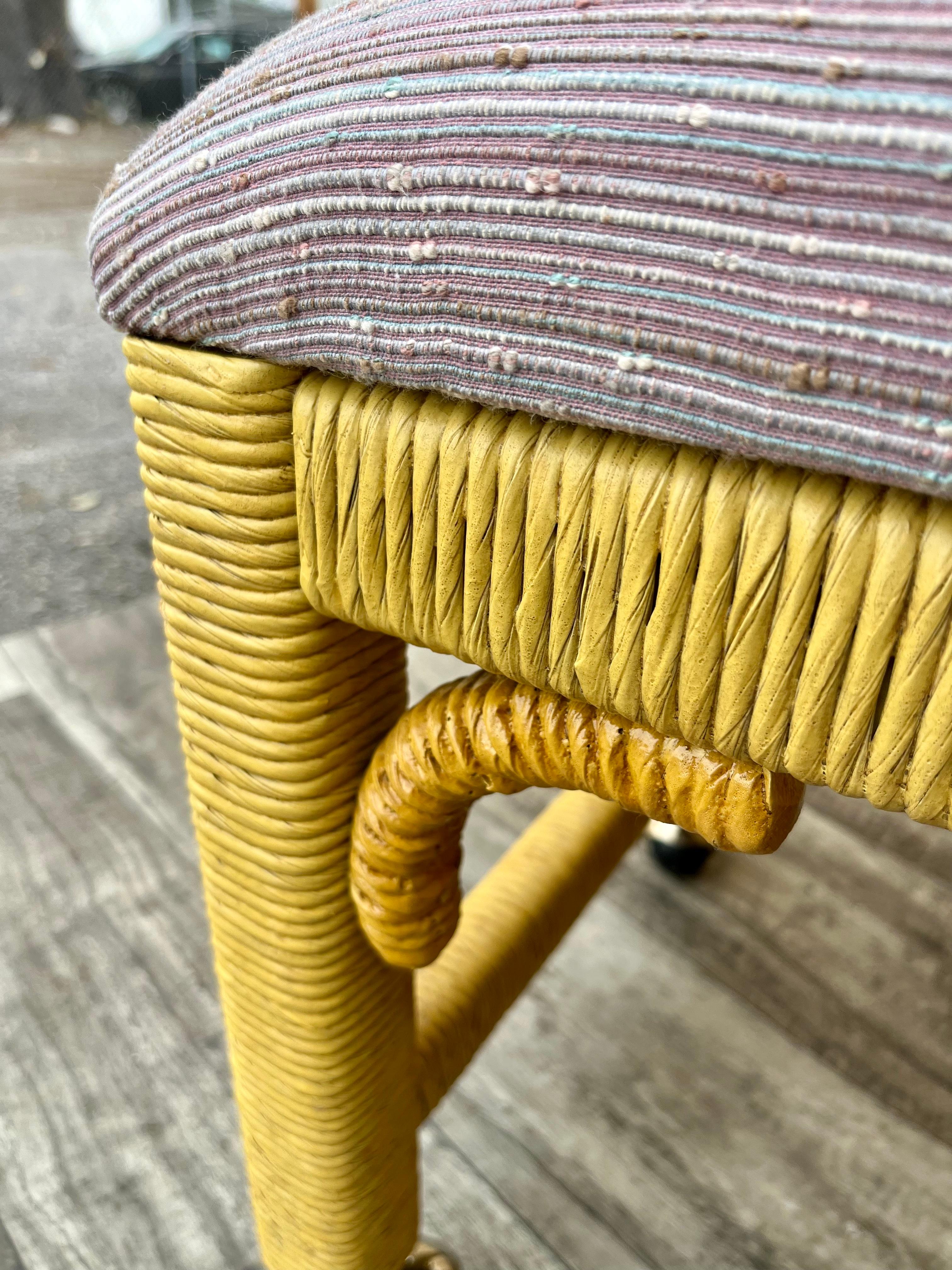 A Pair of Coastal Style Rolling Footstools on Casters by Henry Link Furniture. For Sale 9