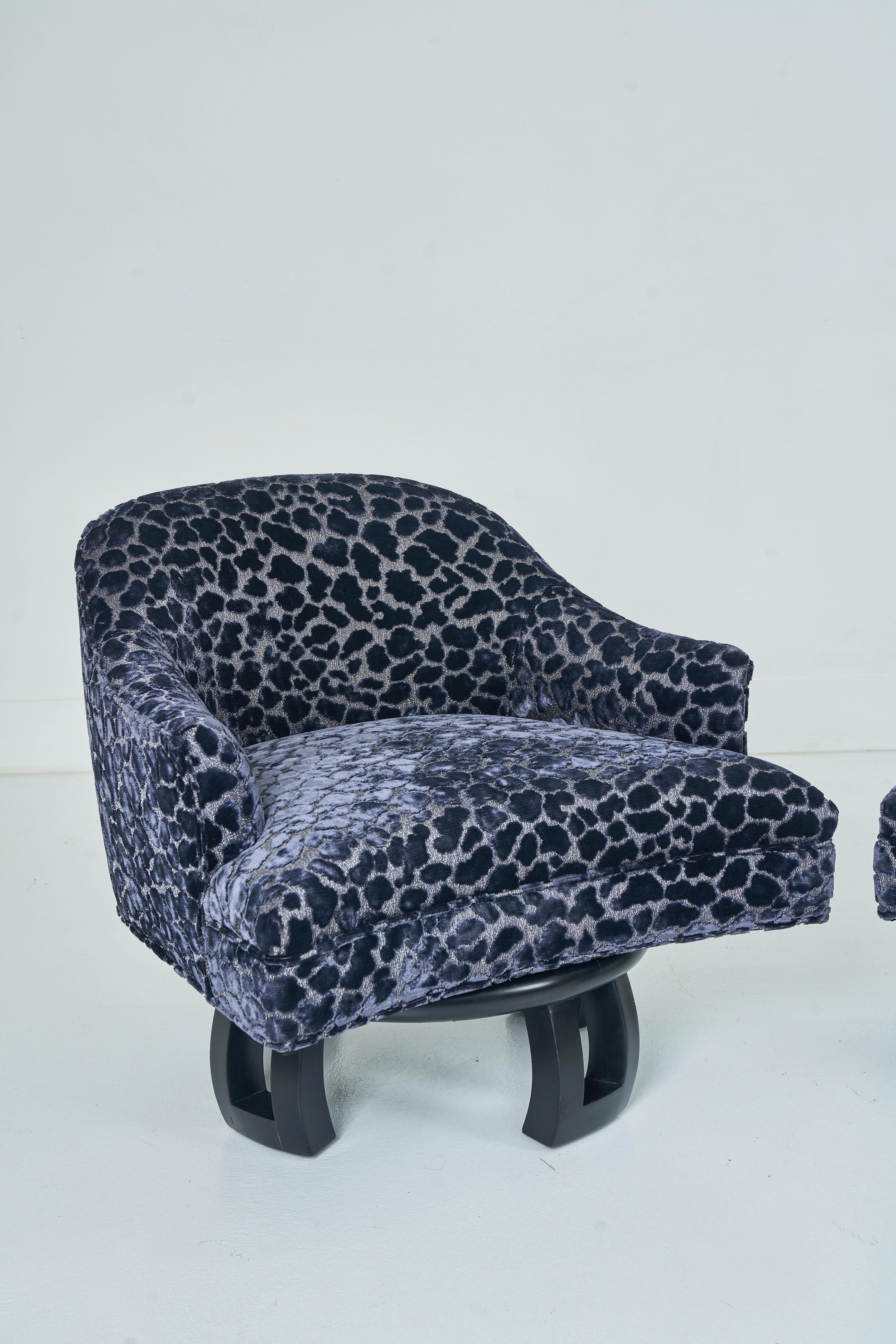 blue print swivel chair
